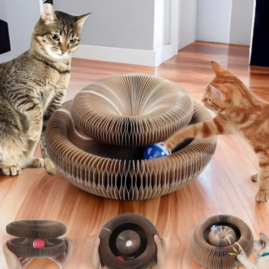 Arranhador para Gatos Redondo com Bola e Design Ondulado - Imagem 6