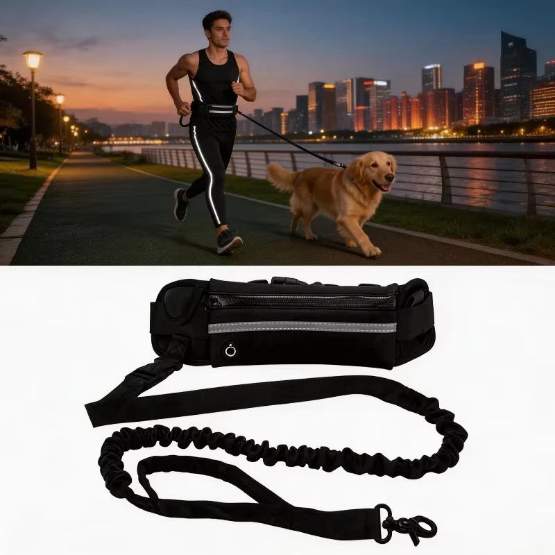 Coleira Retrátil para Cães com Bolsa de Cintura Refletiva - Image 3