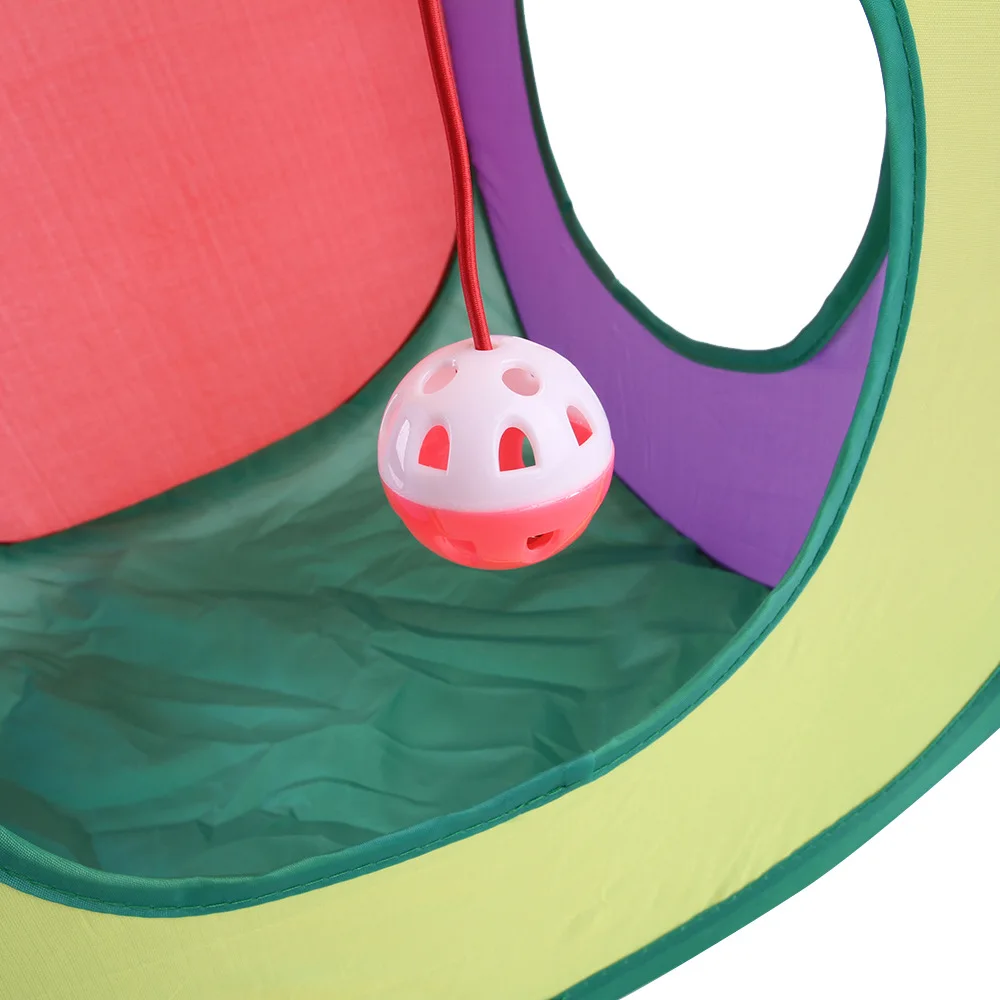 Túnel para Gatos Dobrável Quadrado Brinquedo Arco-Íris - Imagem 3