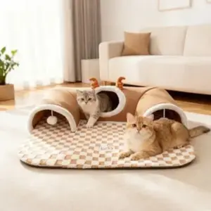 cama toca para gatos com túnel