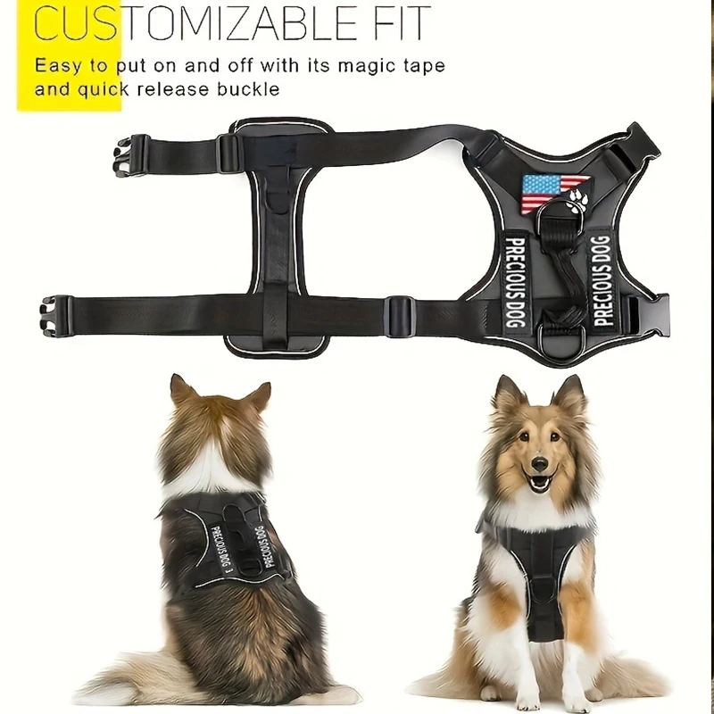 Peitoral para Cães Ajustável com Faixas Refletivas e 5 Patches - Image 4