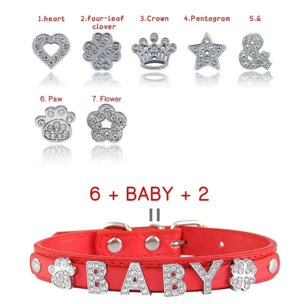 Coleira Personalizada para Cães e Gatos de Couro PU com Strass - Imagem 5