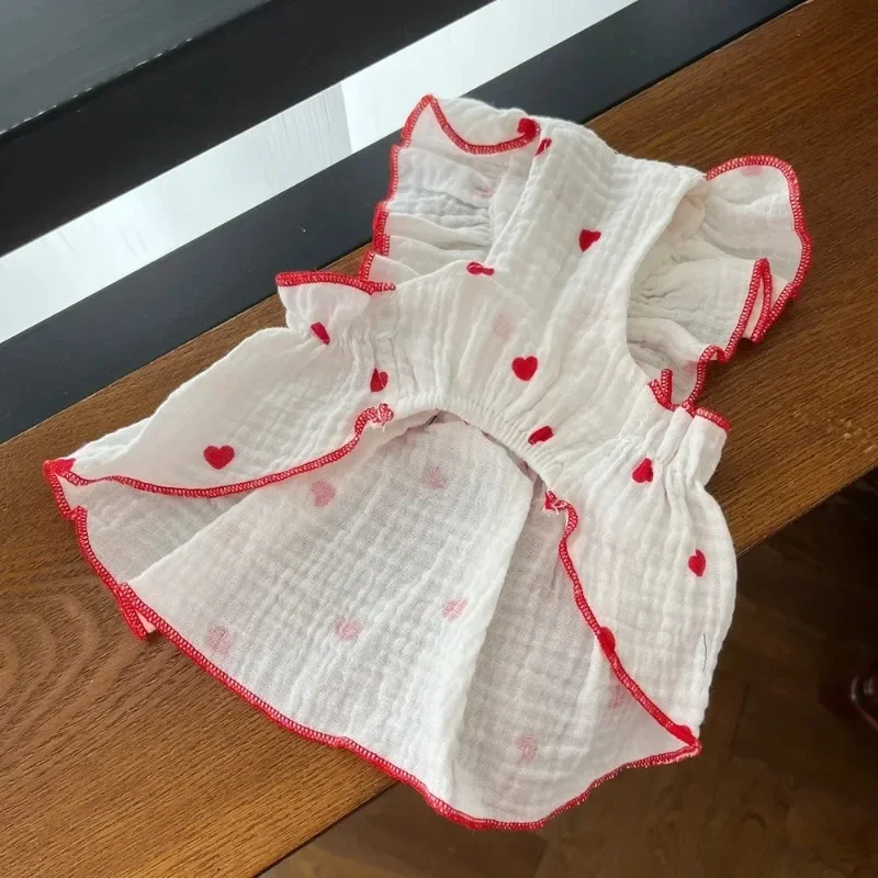 Vestido para Cães e Gatos de Algodão com Estampa de Coração - Imagem 6
