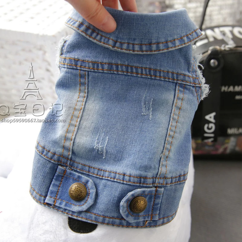 Colete Jeans para Cães Pequenos de Denim Lavável - Image 3