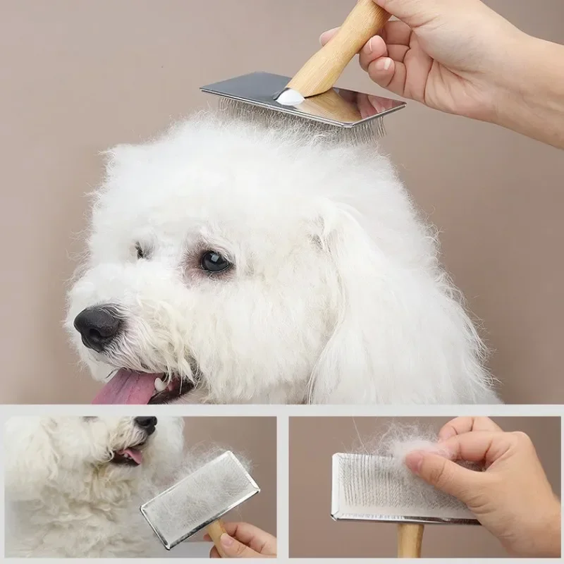 Pente para Cães e Gatos de Aço Inoxidável com Cabo de Madeira Sólida - Imagem 2