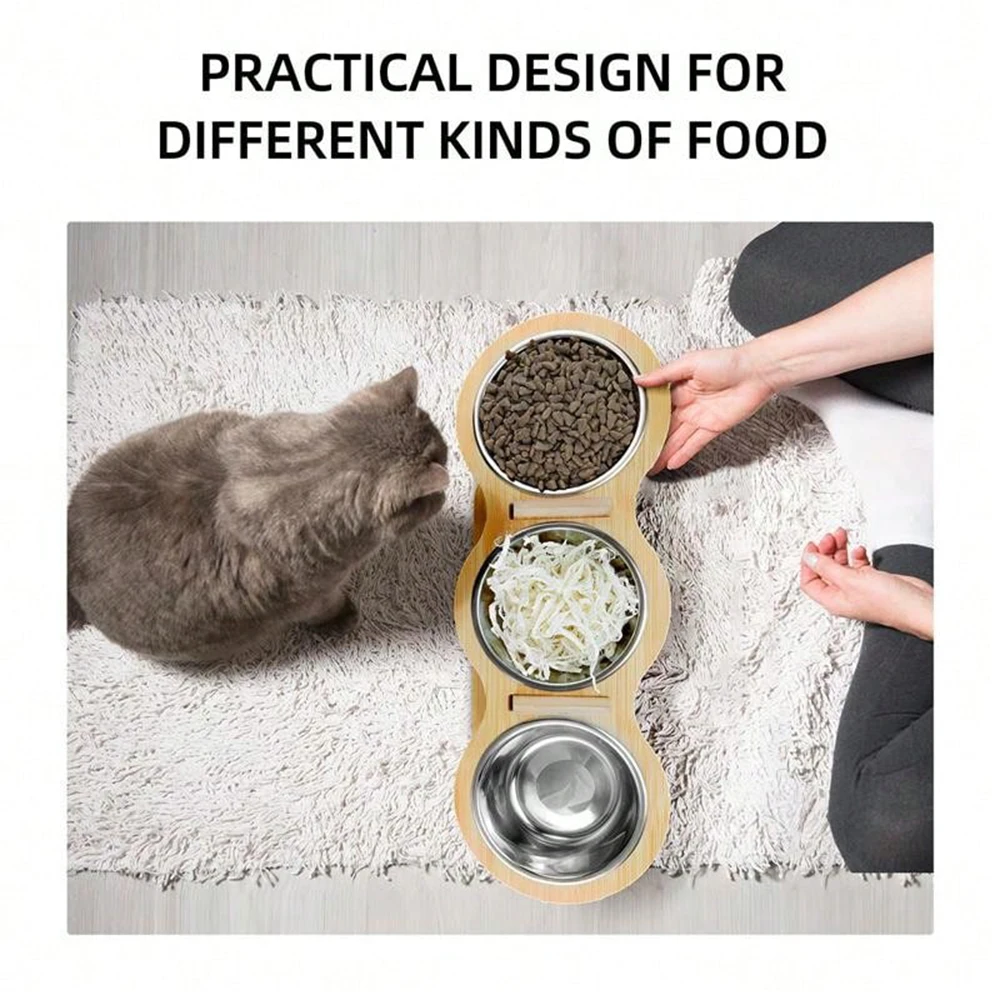 Comedouro Triplo para Gatos e Filhotes com 3 Tigelas de Aço Inox - Imagem 5