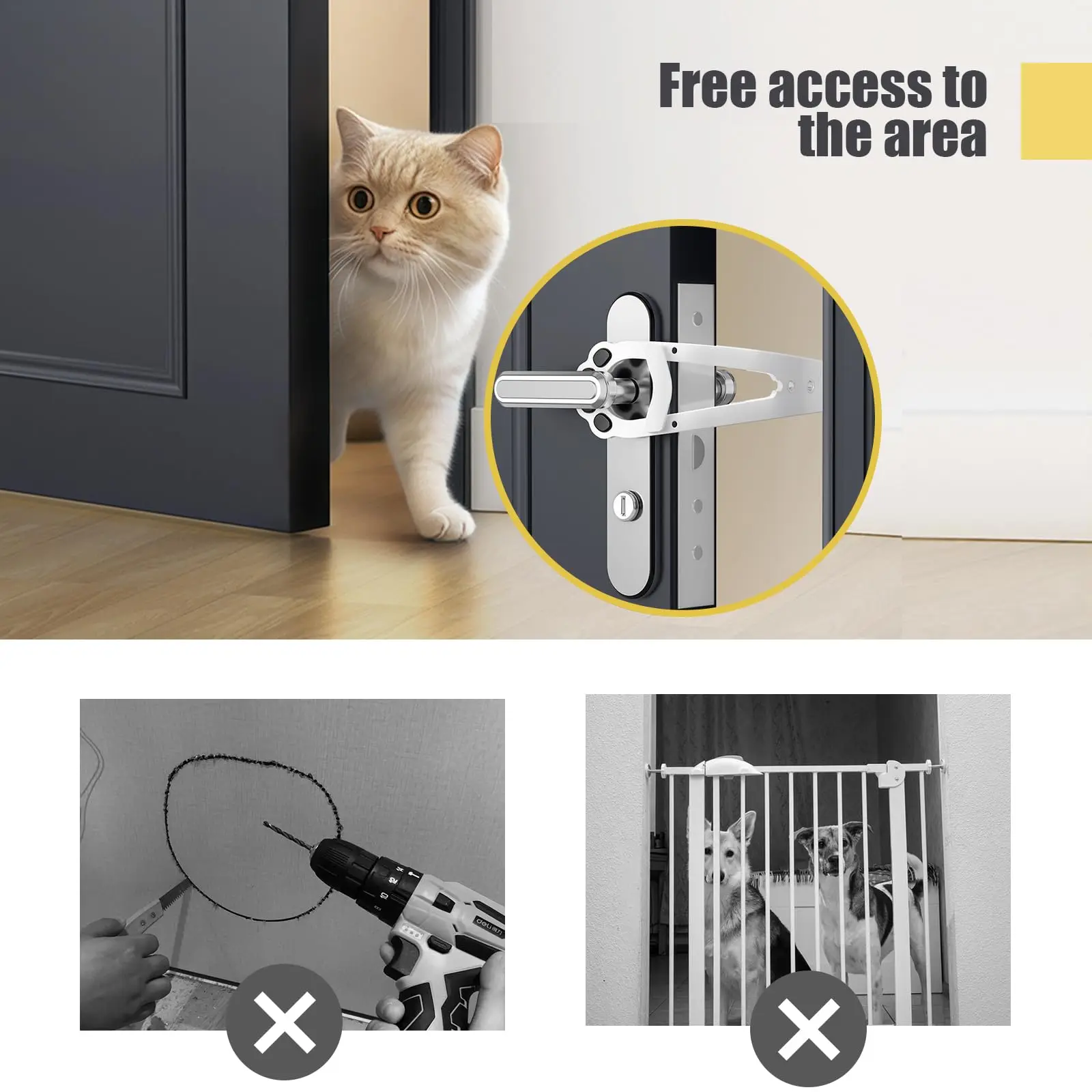 Trava de Porta para Gatos Ajustável em 7 Tamanhos com Estabilizador - Image 5