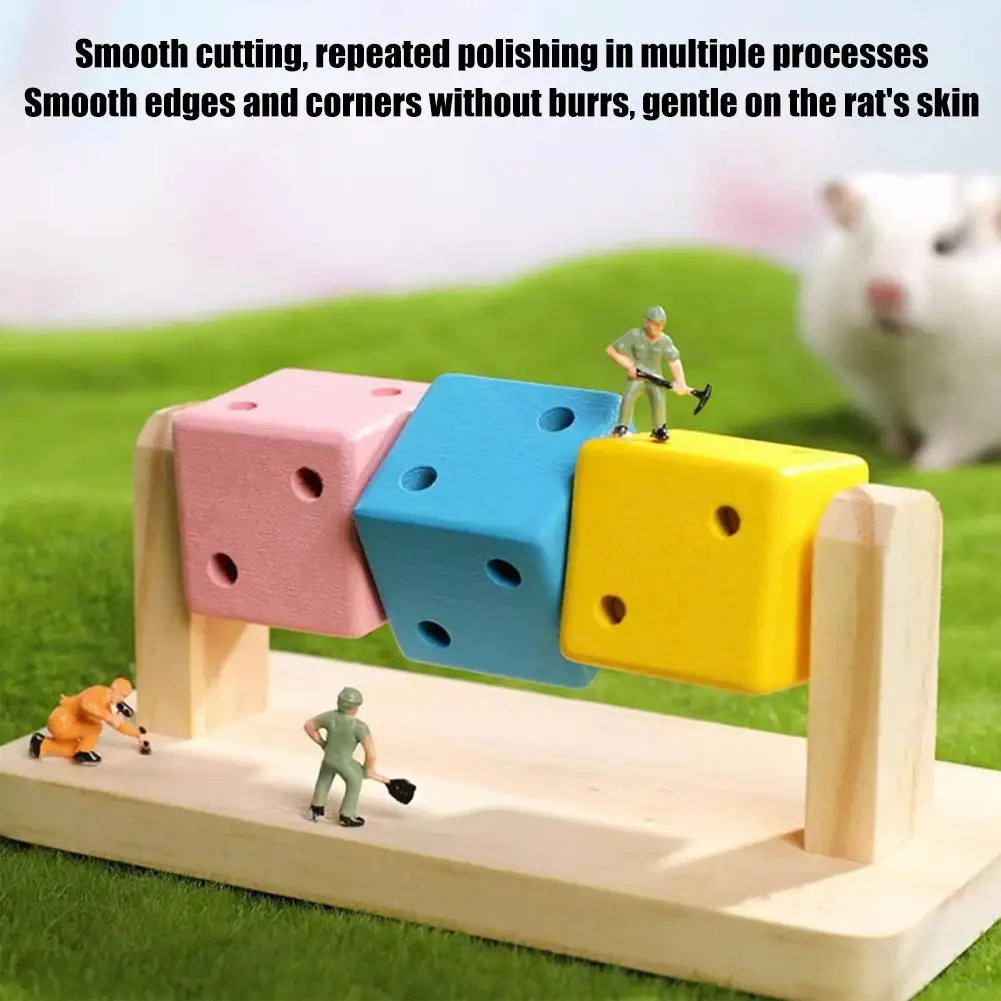 Brinquedo Interativo de Madeira para Hamsters e Pássaros 14 cm Colorido - Imagem 4