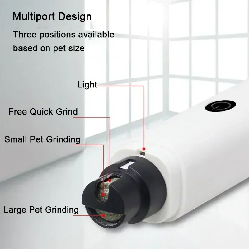 Lixador de Unhas Elétrico para Cães e Gatos Recarregável USB com LED - Imagem 2