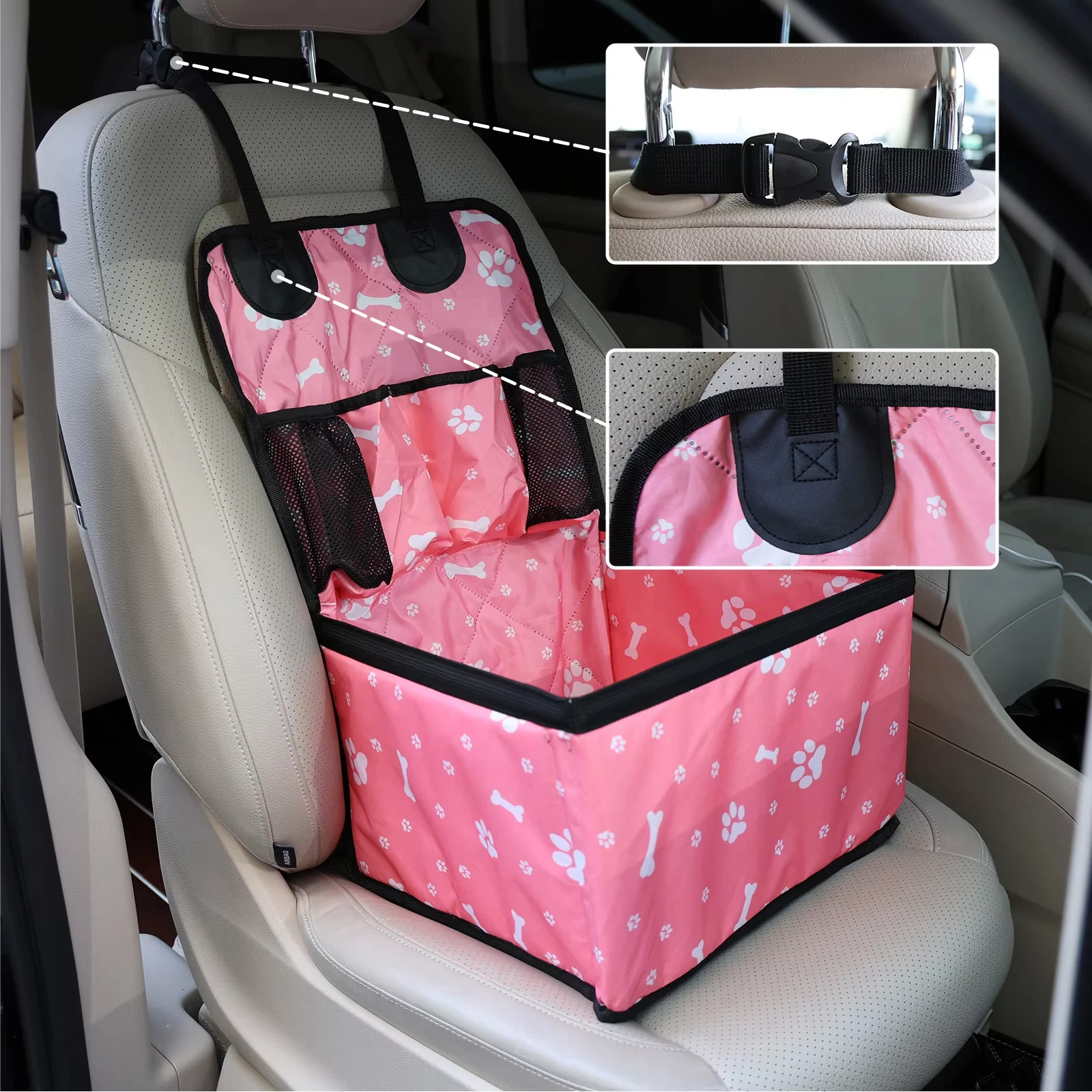 Assento de Carro para Cães com Bolso e Dobrável - Imagem 6