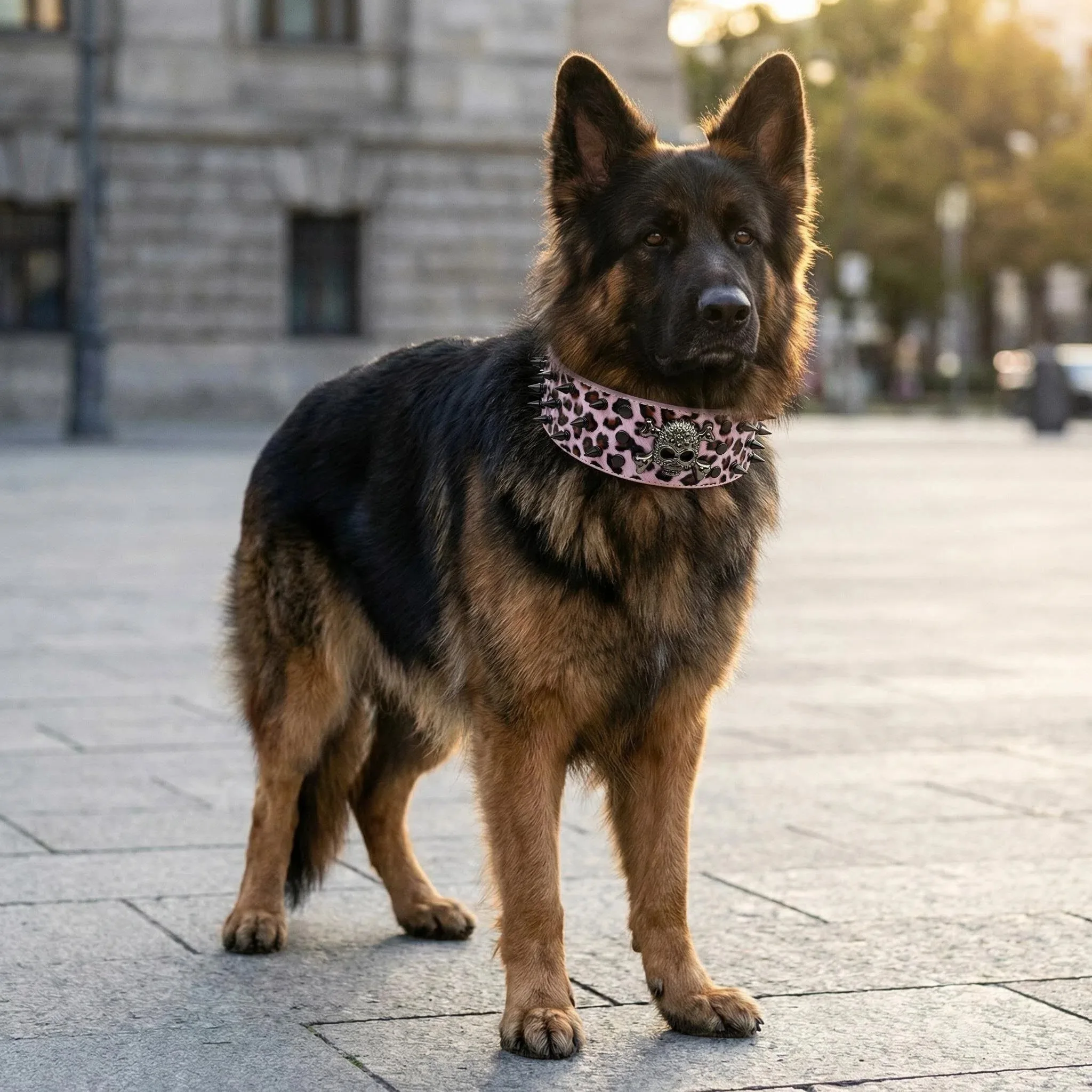 Coleira de Couro para Cães Grandes com Pontas e Crânio - Image 6