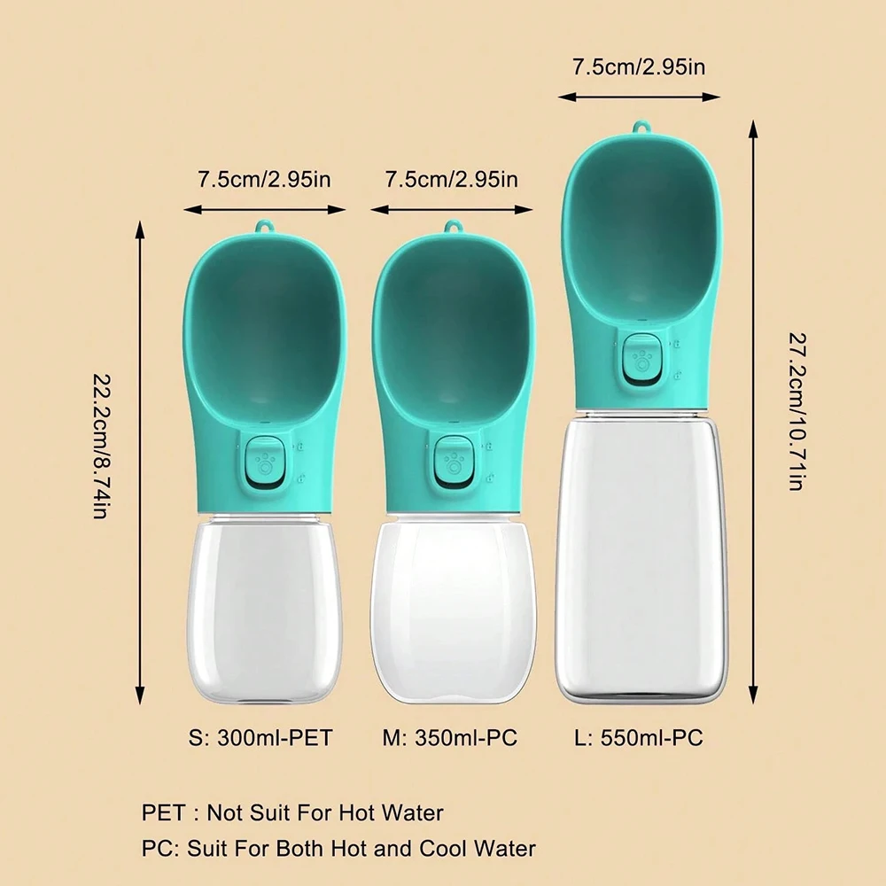 Garrafa de Água Portátil para Cães, 300 ml, à Prova de Vazamento - Imagem 6