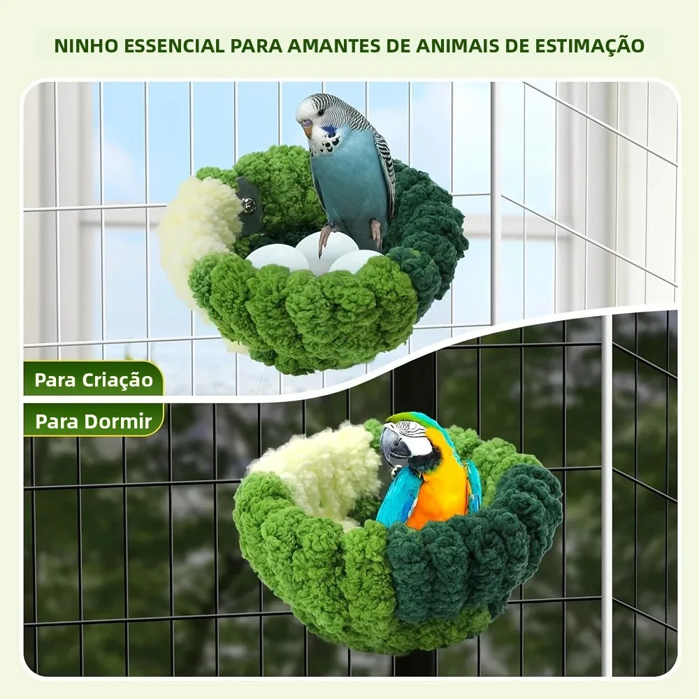 Ninho de Pelúcia Redondo para Pássaros e Papagaios Pequenos - Image 4