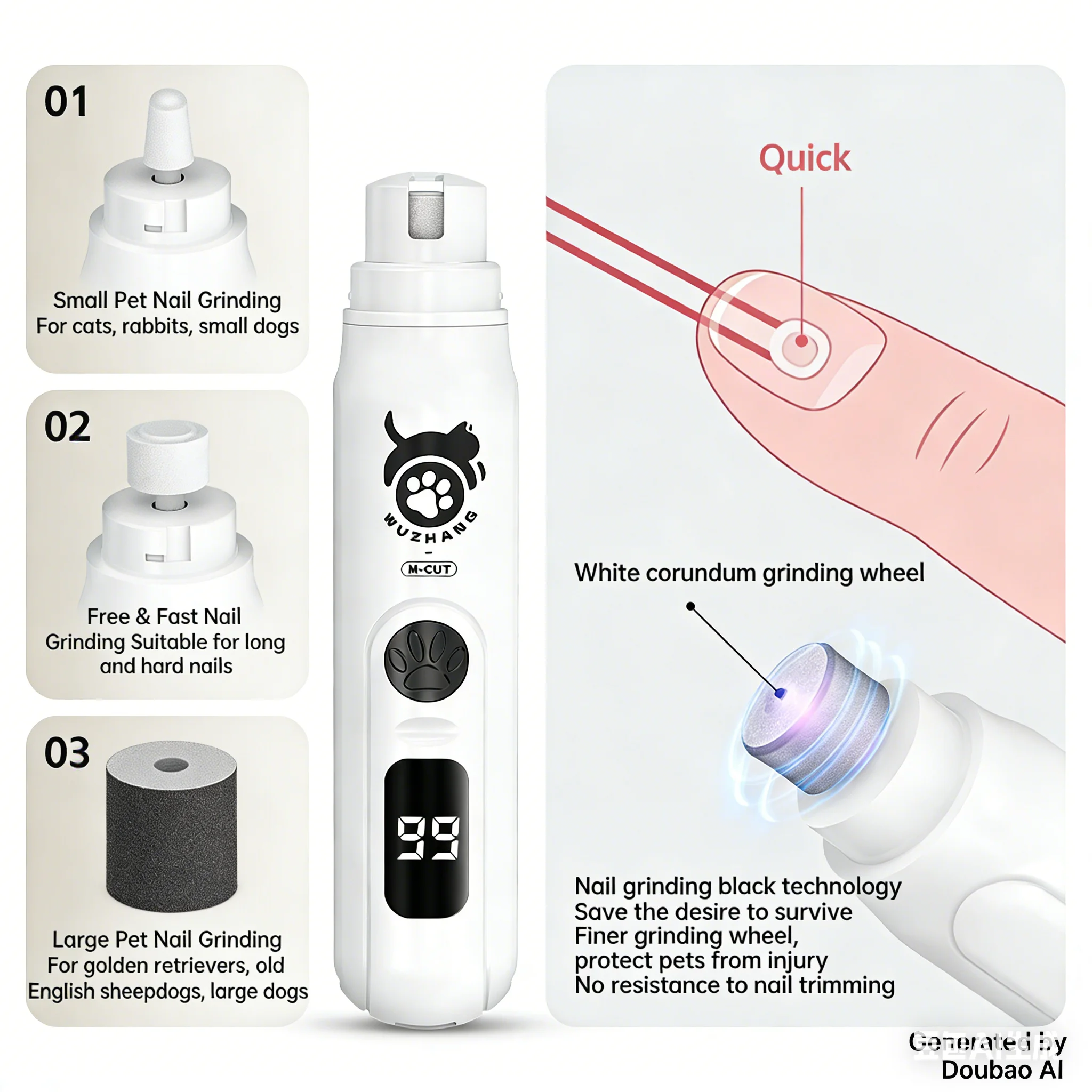 Lixadeira Elétrica para Unhas de Cães e Gatos Recarregável USB - Imagem 2