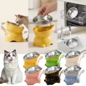 tigela elevada inclinada para gatos