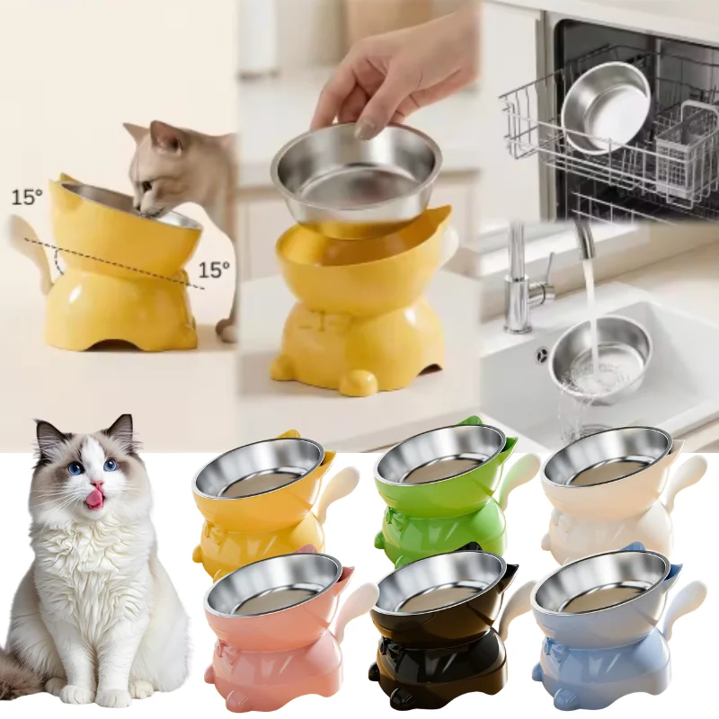 tigela elevada inclinada para gatos
