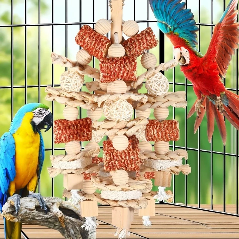 Brinquedo de Forrageamento para Pássaros com Madeira e Rattan - Imagem 6