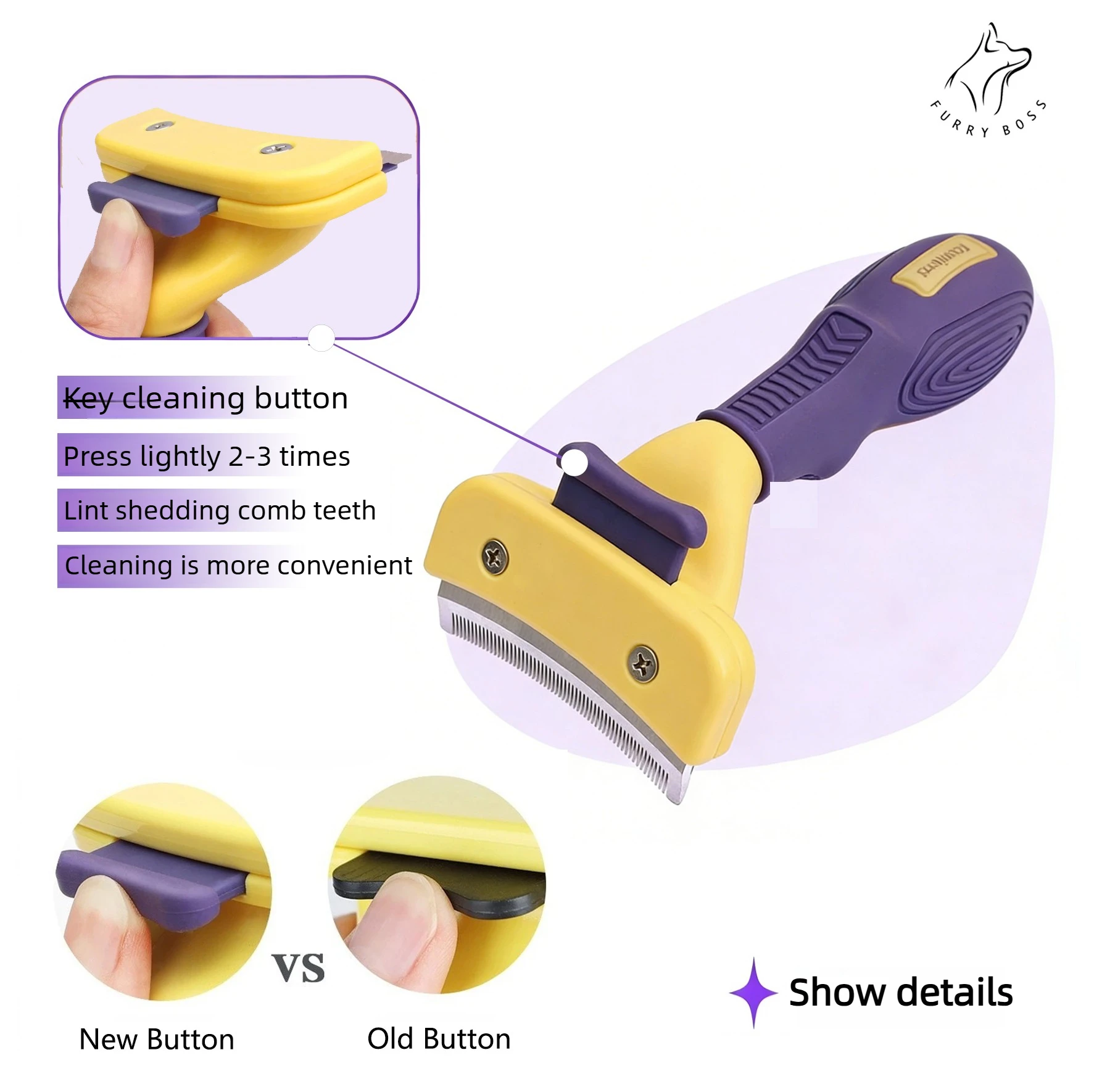 Escova para Pets M para Remoção de Pelos com Dentes Arredondados - Imagem 5