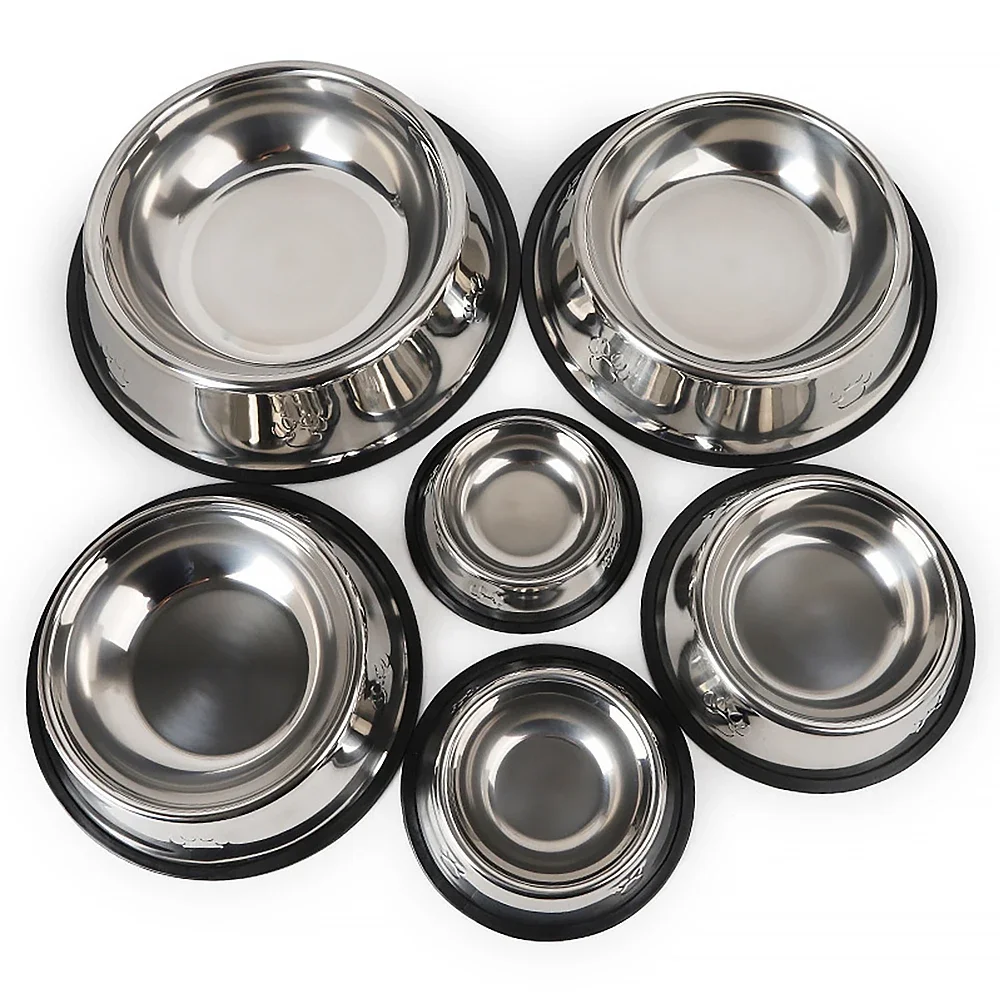 Tigela para Cães e Gatos de Aço Inoxidável com Base Antiderrapante - Imagem 4