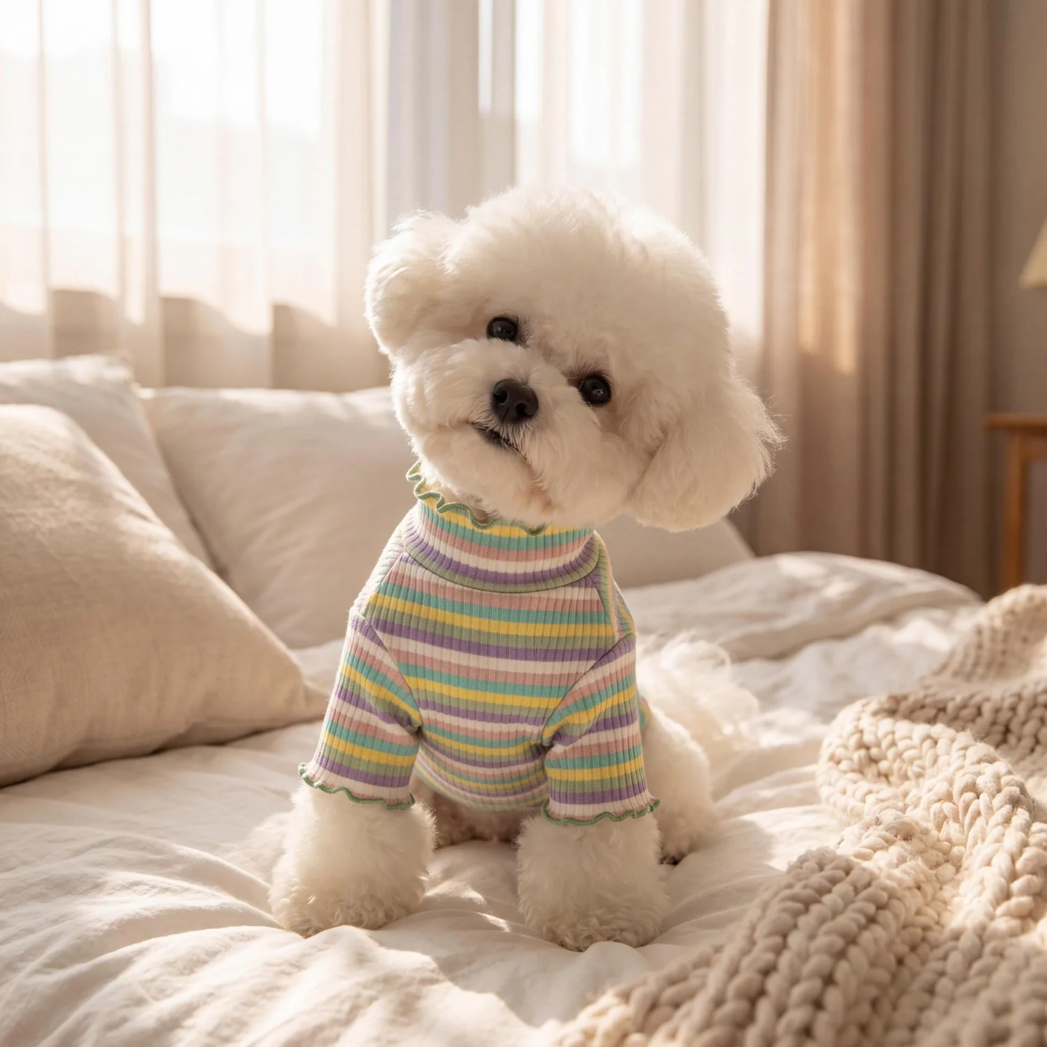 Camisa de Tricô para Cães com Gola Alta e Bordado de Urso - Image 2