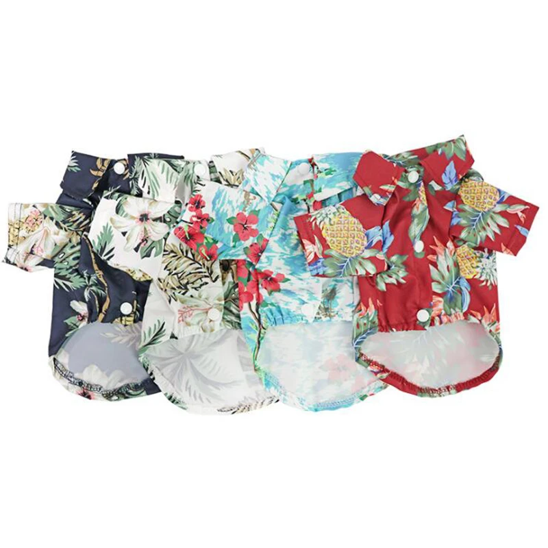 Camisa Havaiana para Cães de Chiffon com Estampa de Folhas - Image 4