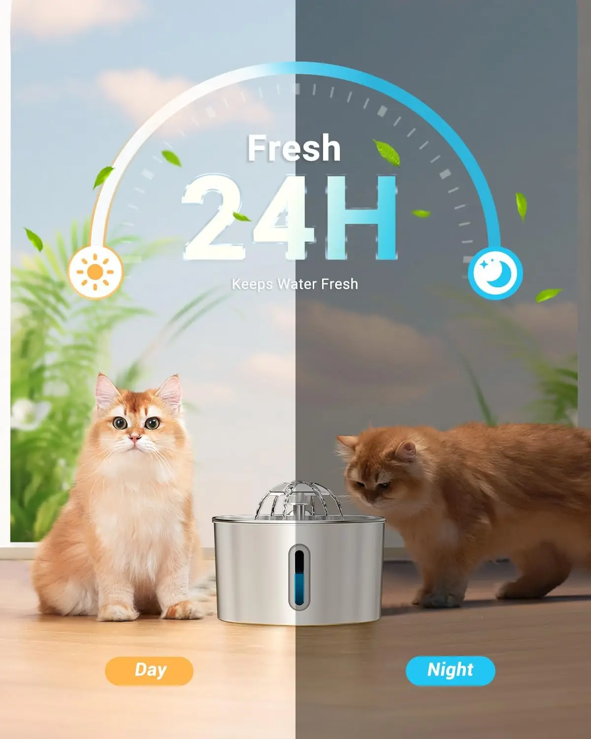 Fonte de Água para Pets 2,2L em Aço Inoxidável com Modo de Saída Dupla - Image 5