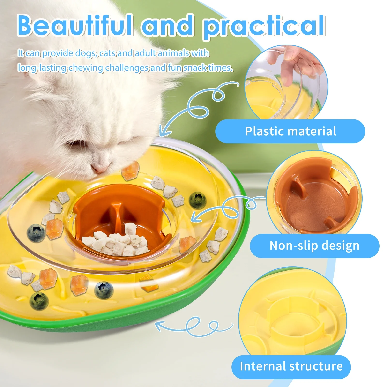 Brinquedo Dispensador de Petiscos para Cães e Gatos, Formato Abacate, Antiderramamento - Image 3