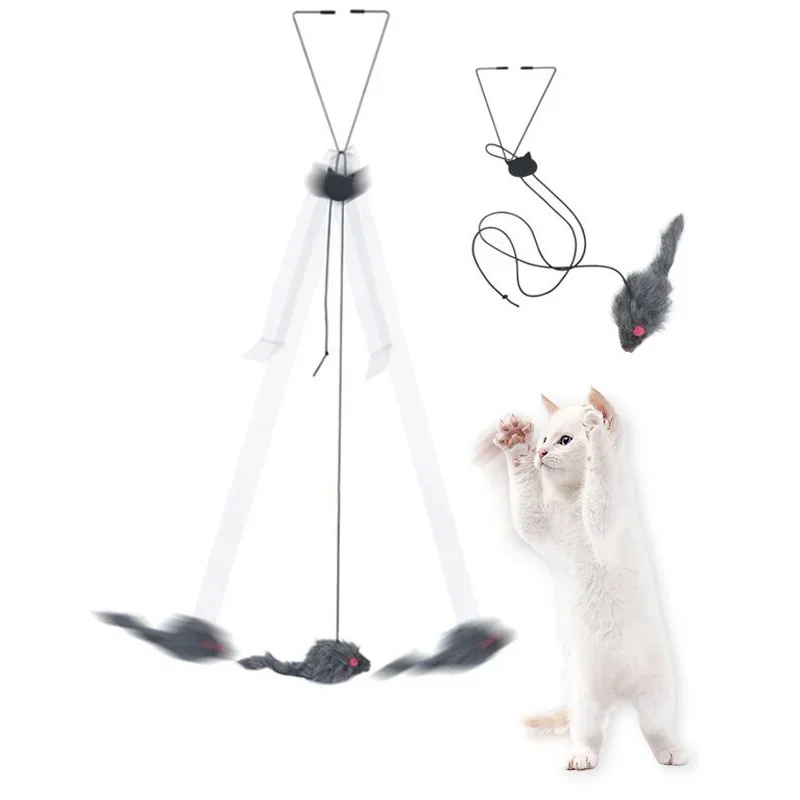 Brinquedo para Gatos Ratinho Pendurado Retrátil para Porta - Imagem 6
