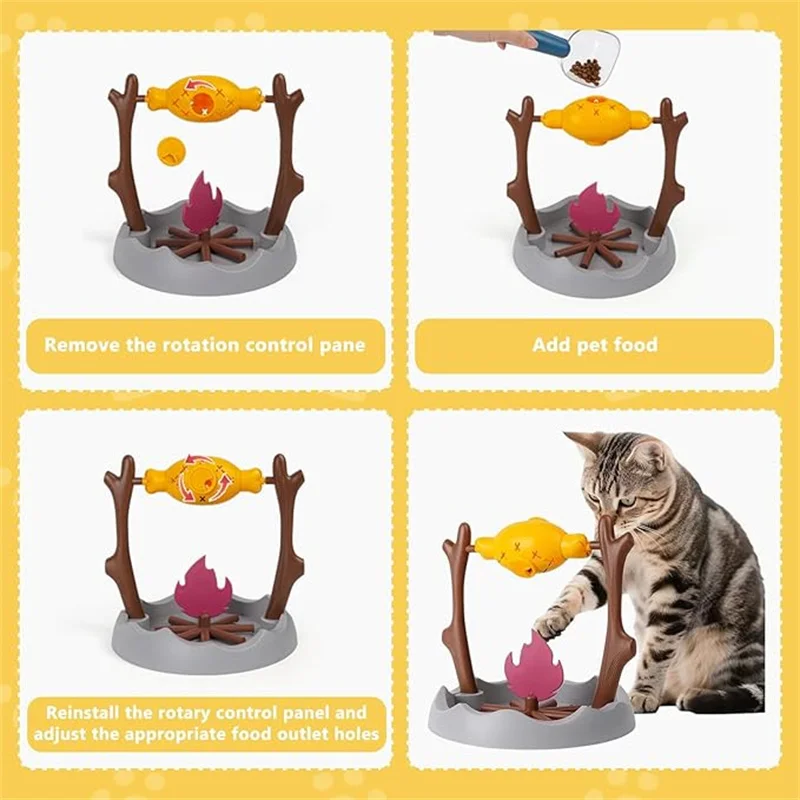 Comedouro Lento para Gatos Rotativo com Orifícios Ajustáveis - Imagem 4