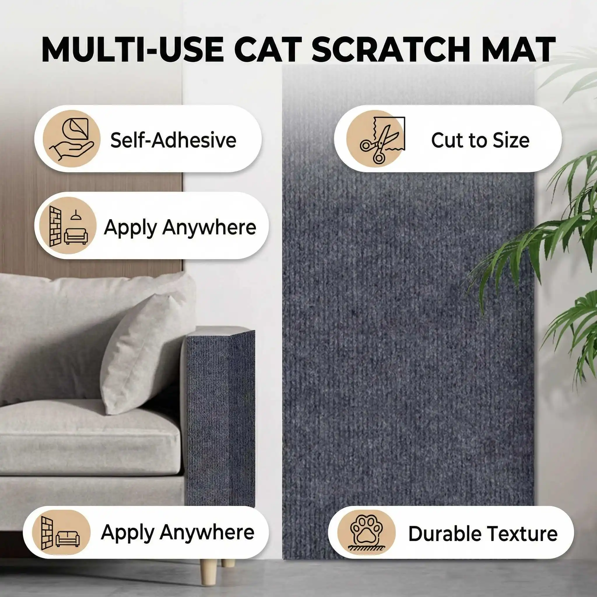 Protetor de Móveis Autoadesivo para Gatos de Sisal e Papelão DIY - Imagem 3