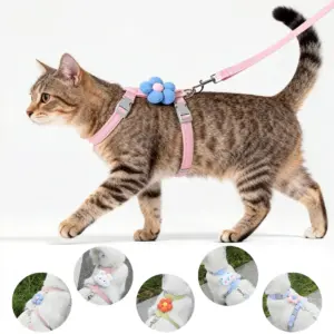 coleira e guia respirável para cães e gatos