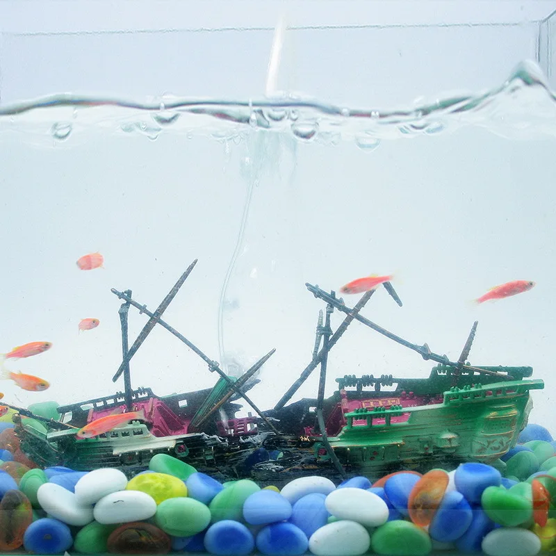 Barco Naufragado para Aquário com Difusor de Oxigênio - Imagem 4