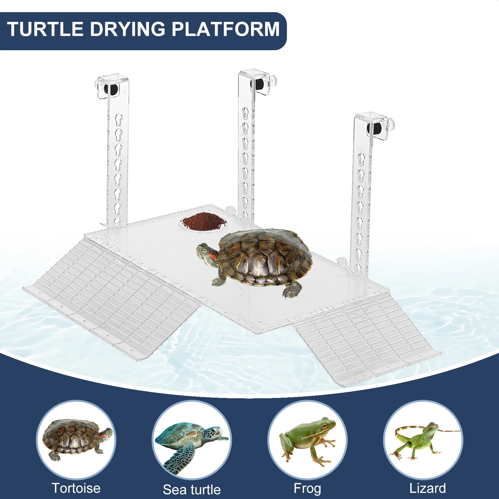 Plataforma para Tartarugas de Acrílico Transparente com Altura Ajustável - Imagem 3