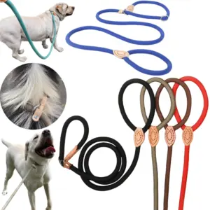 coleira guia de corda trançada para cães