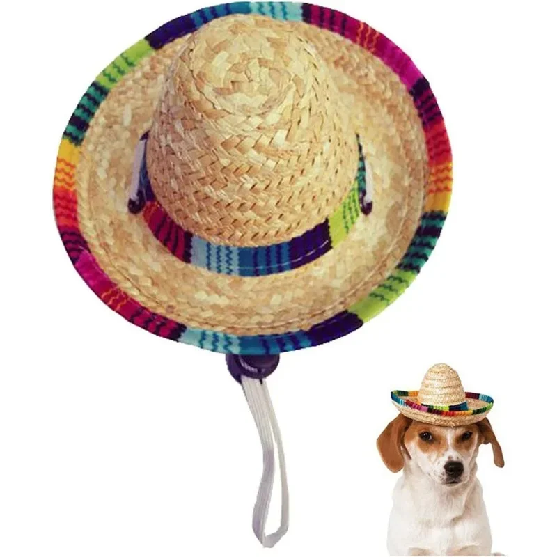 chapéu sombrero de palha para cães e gatos