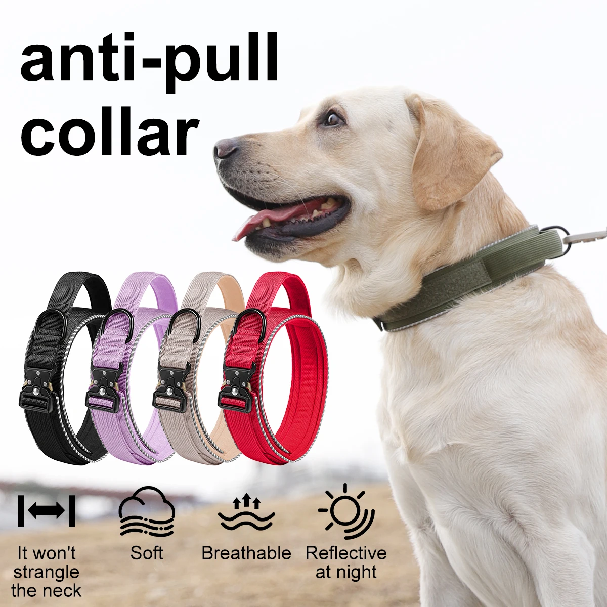 Coleira Tática para Cães de Nylon com Alça de Controle Ajustável - Imagem 3