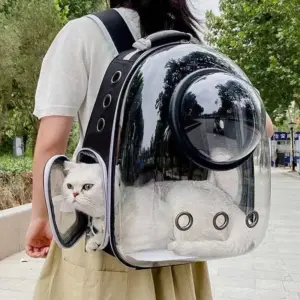 mochila de transporte transparente para gatos