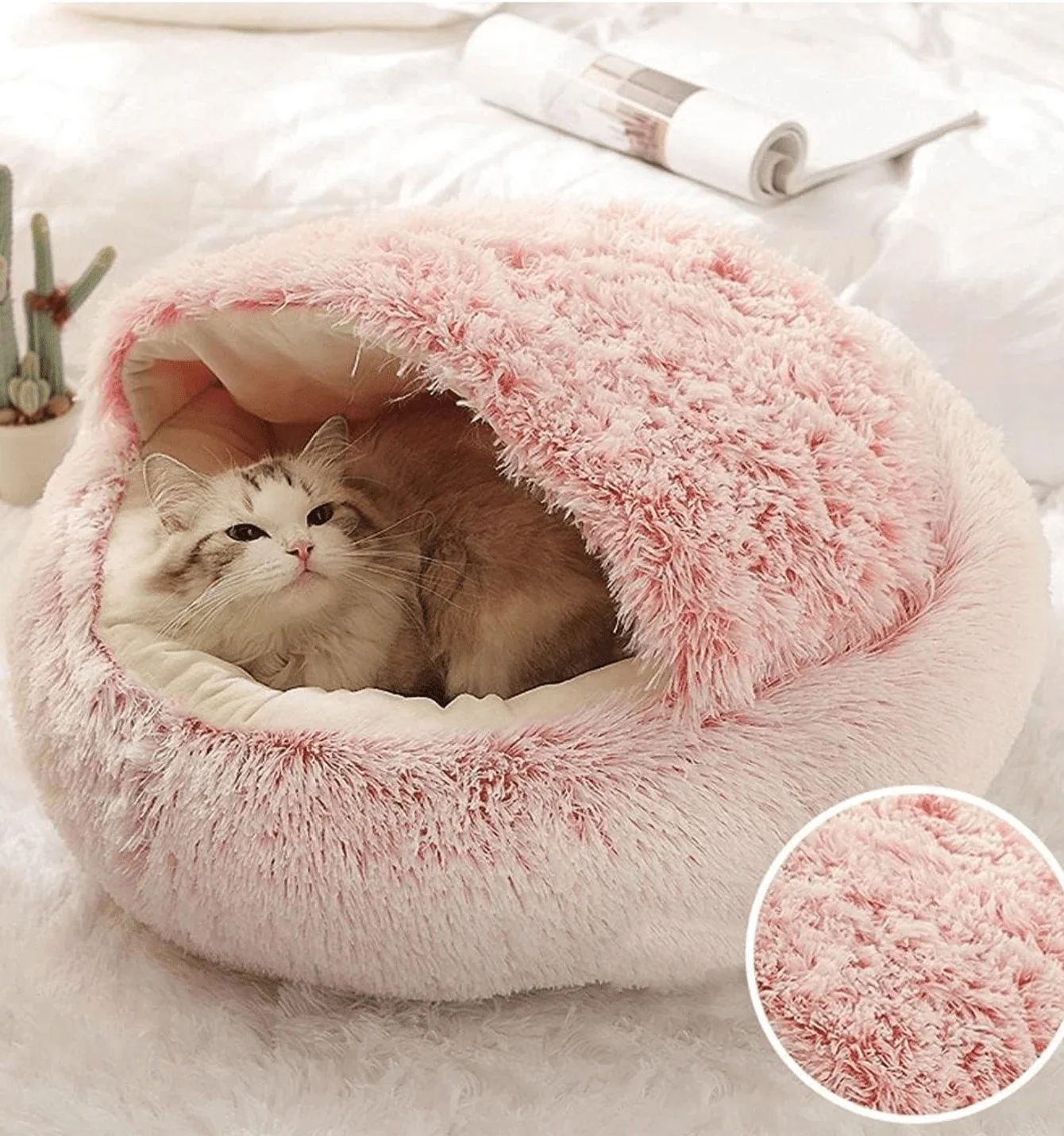 Cama Sofá para Cães e Gatos de Pelúcia Macia Redonda - Image 4