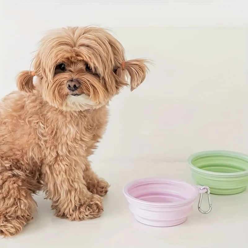 Tigela Dobrável para Cães e Gatos 350ml de Silicone com Mosquetão - Imagem 2