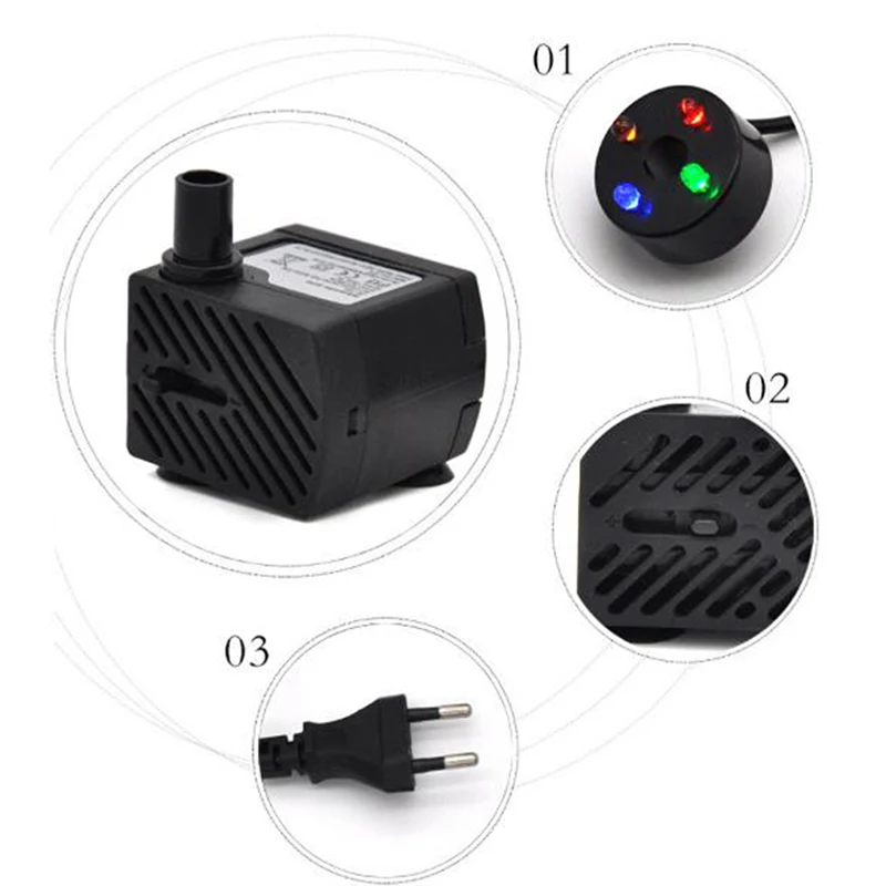Bomba Submersível para Aquário 3W 180 L/H com LED - Image 3