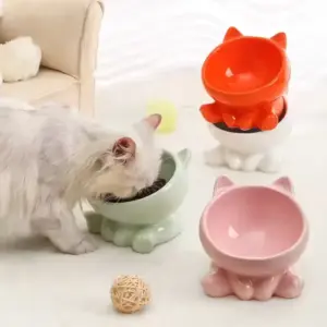 tigela de cerâmica para gatos com pés altos