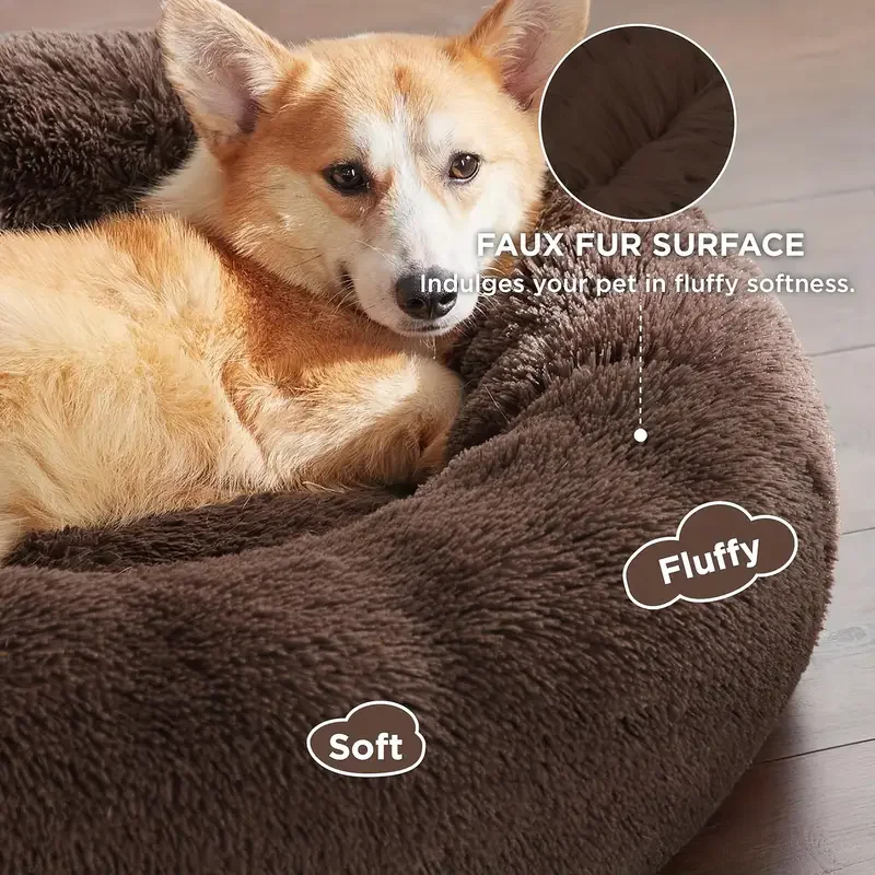 Cama Redonda para Cães e Gatos de Pelúcia Lavável - Imagem 3