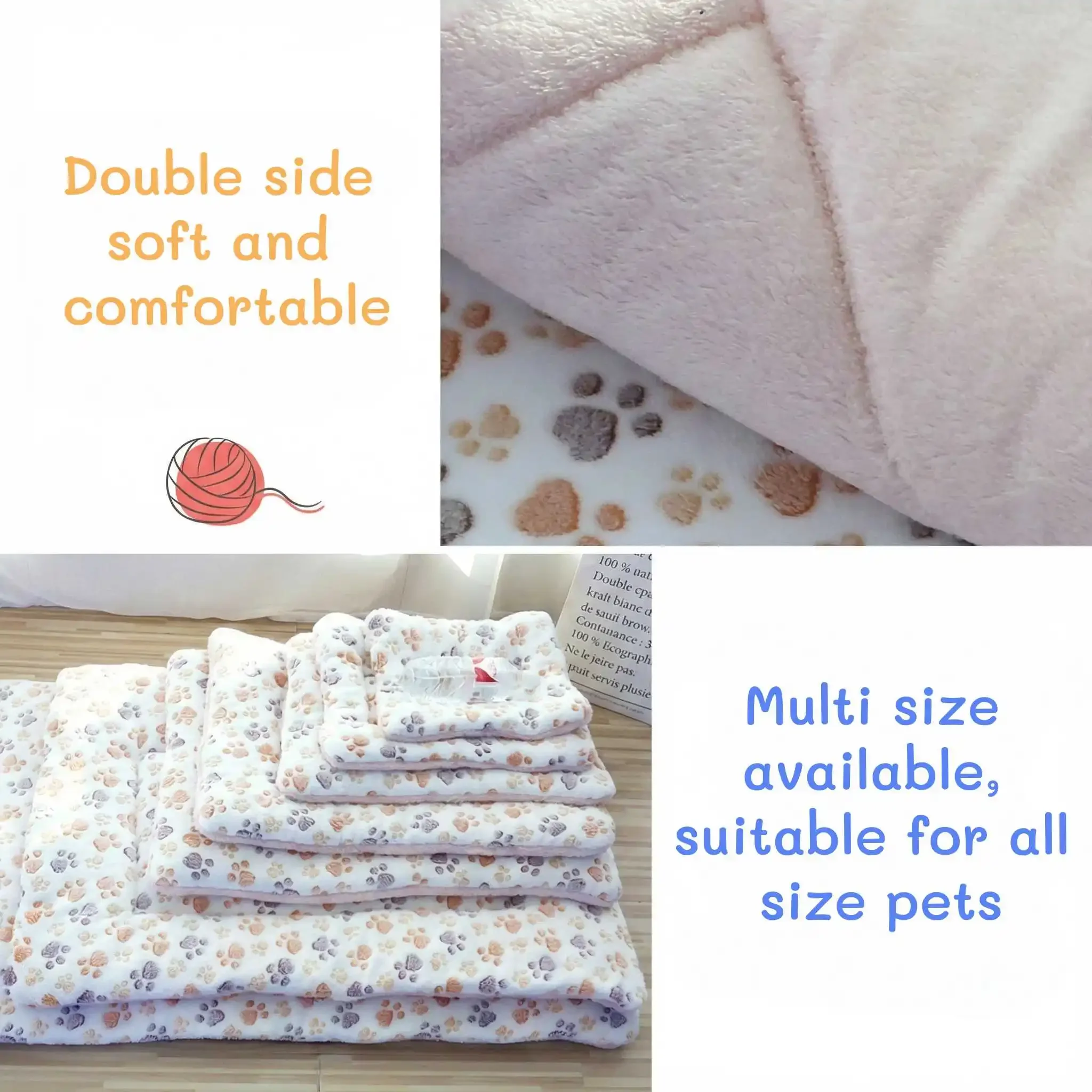 Cama Tapete para Cães e Gatos Lavável de Pelúcia Flanela - Imagem 2