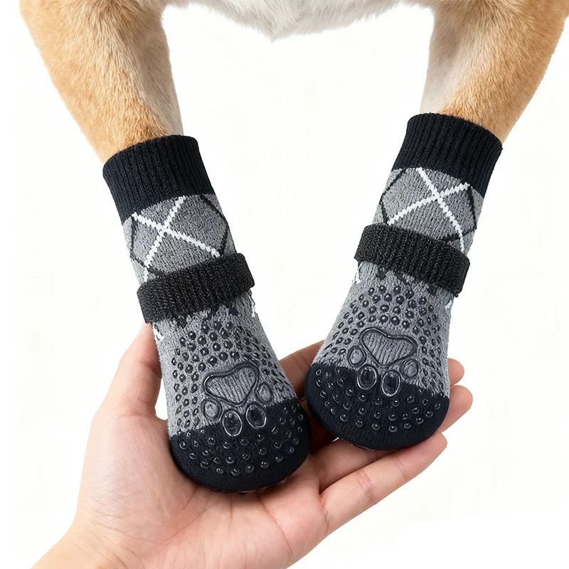 Meias Antiderrapantes para Cães 4 Peças de Poliéster com Tiras Fixas - Imagem 4