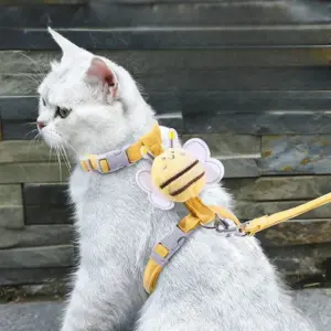 conjunto coleira e guia ajustável para cães e gatos