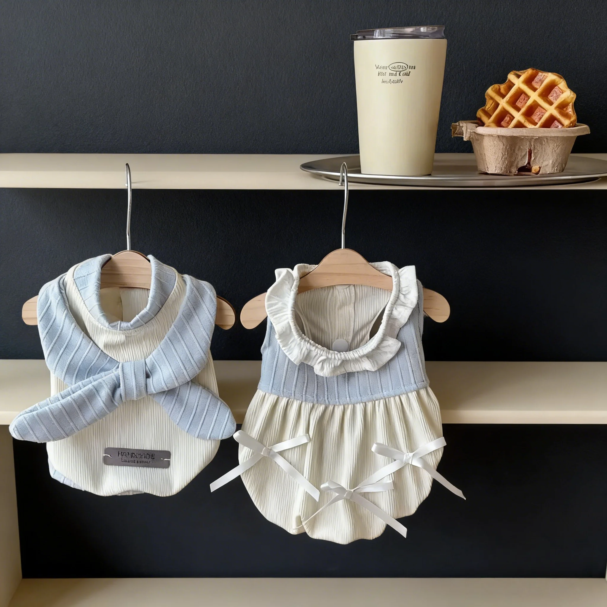 Vestido para Cães e Gatos Pequenos Estilo Uniforme Escolar com Laço - Image 2