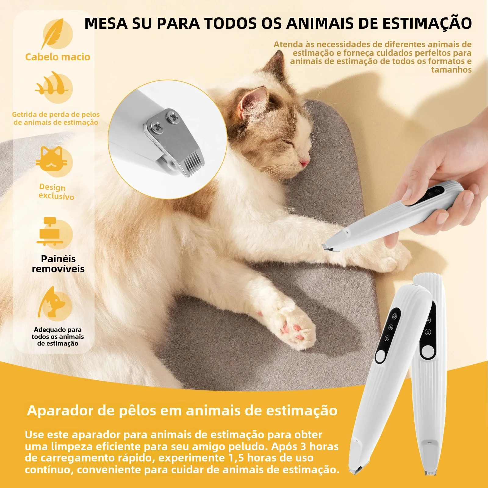 Aparador de Patas para Cães e Gatos com LED e Lâmina de 9 mm - Imagem 2