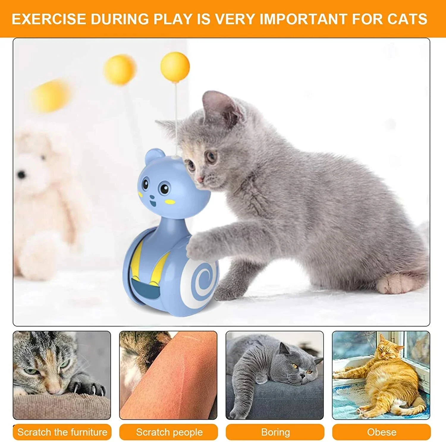 Brinquedo para Gatos com Pena Rotativa e Bola Giratória - Imagem 5
