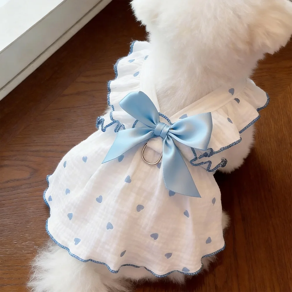 Vestido para Gatos e Cães Pequenos com Argola D para Guia e Anti-Queda de Pelos - Imagem 5