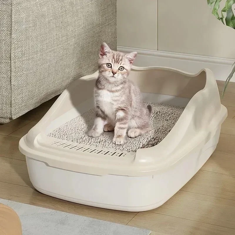 Caixa de Areia para Gatos Pequenos Anti-respingo com Laterais Altas - Imagem 3